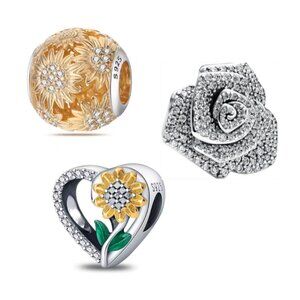 Bundle of 3 Charm Compatible with Pandora Bracelet